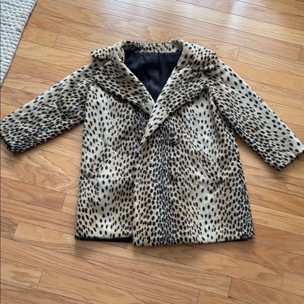 Vintage Leopard Print Faux Fur Coat